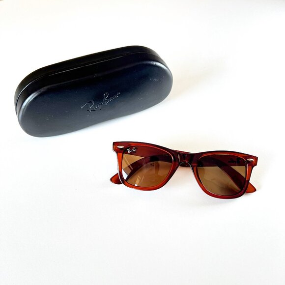 Ray Ban Brown Sunglasses Wayfarer 2140 Brown Frame Lens Retro Classic Style - Picture 1 of 8